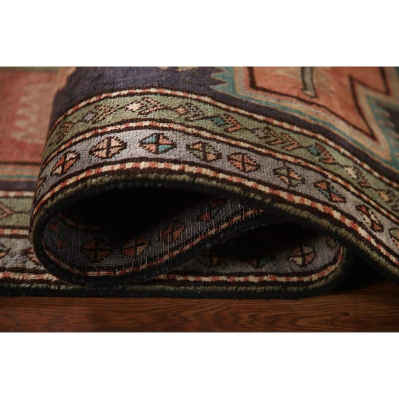 Blue Ardebil Persian Vintage Runner Rug Hand-Knotted Wool Carpet - 4'1"x 9'11"