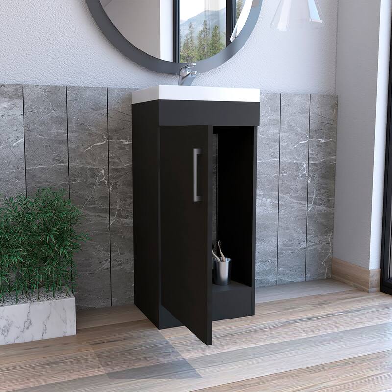 Modern Laminated Particle Board Cabinet with Adjustable Shelf for Bathroom Organization - 12.99in L