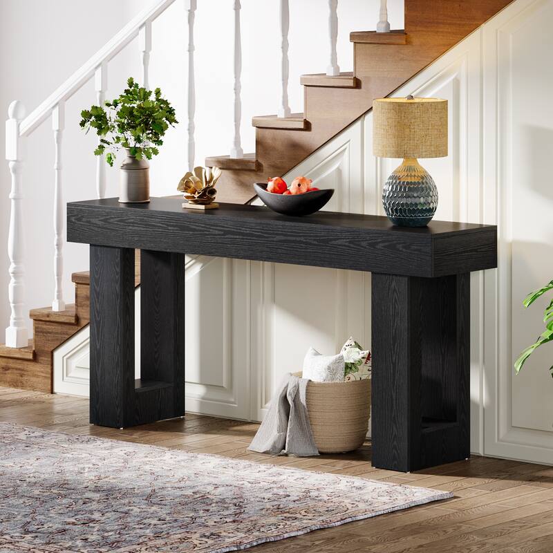 63-inch Wood Narrow Console Sofa Hallway Accent Table for Entryway