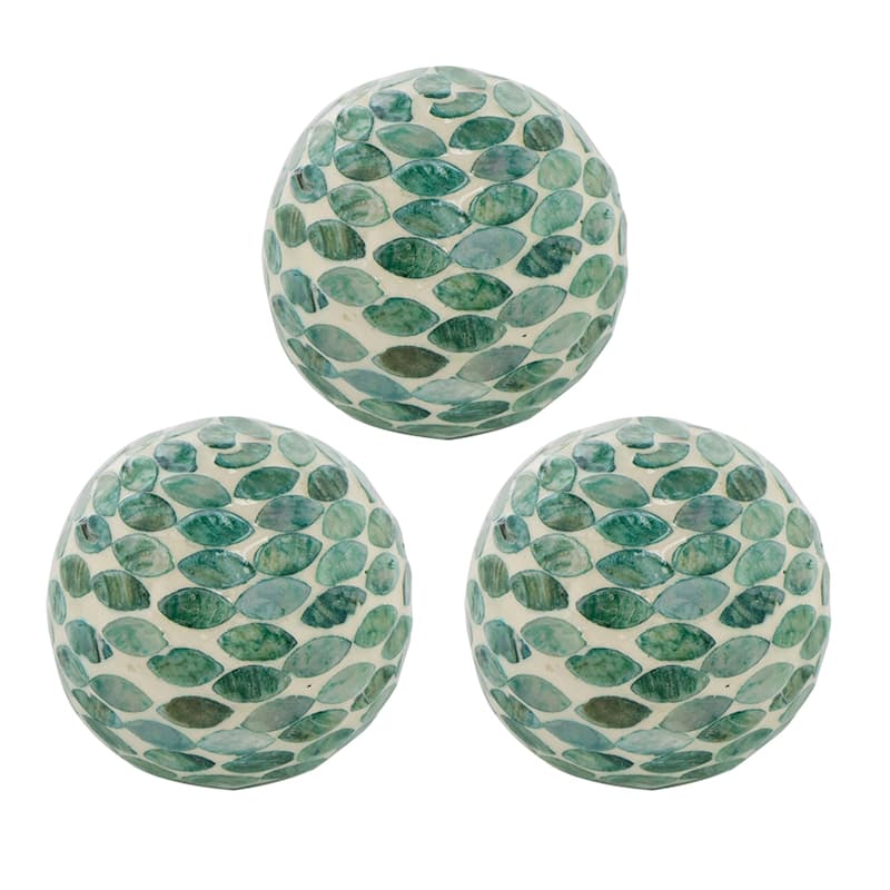 Capes Capiz Decorative Balls - 4" - Green and White - 3ct