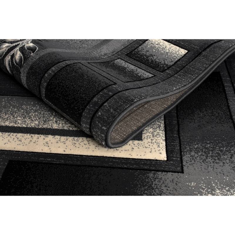 Rhodes Collection Anthracite/Light Grey Floral Area Rug