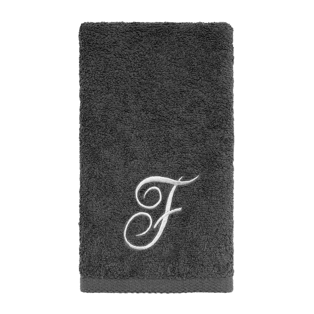 Avanti Linens Granite/Silver Script Monogram Fingertip Towel Letter F - Fingertip Towel