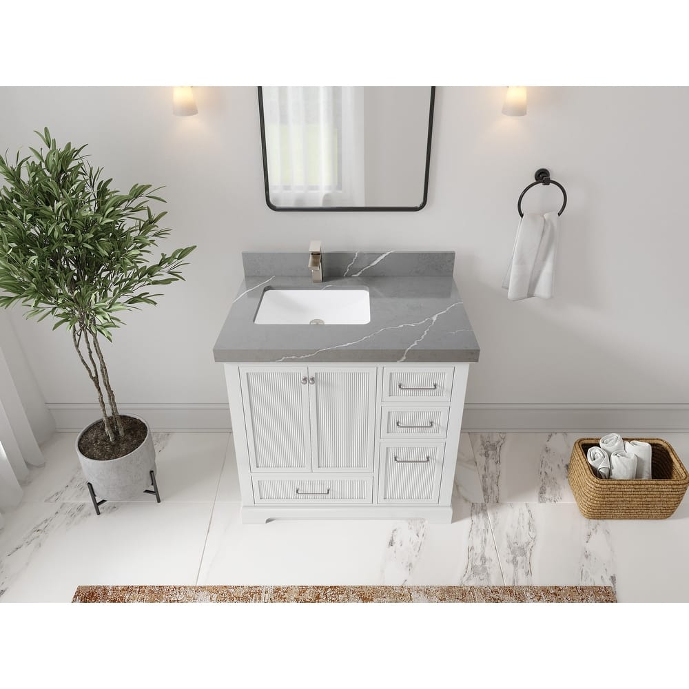 Willow Collections 36 in. W x 22 in. D Alys Left Offset Sink Bathroom Vanity with Countertop