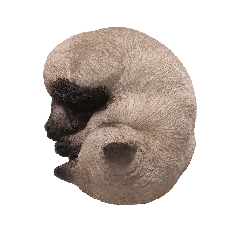 Sleeping Siamese Cat Outdoor Garden Statue - 7.75"