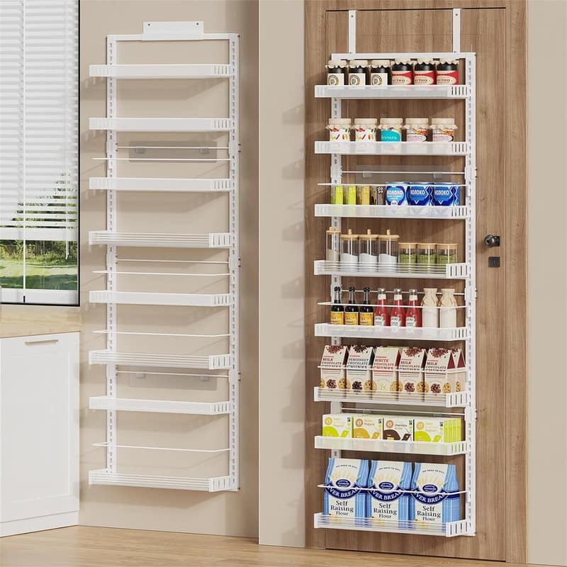 6-Tier Large Wall Mounted Storage Spice Rack - White - 16.92"D x 6.1"W x 70"H
