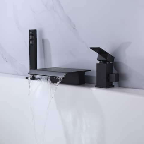 Square Three-hole Single Handle Waterfall Bathtub Faucet