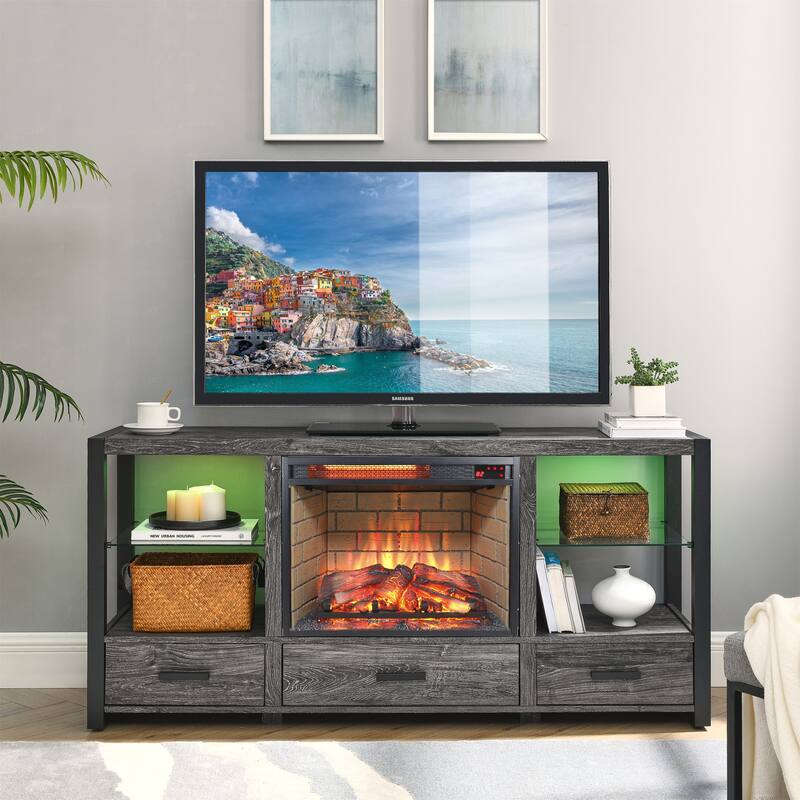 23-Inch Infrared Quartz Heater Fireplace Insert with Realistic Wood Log & Brick Design, Remote Control