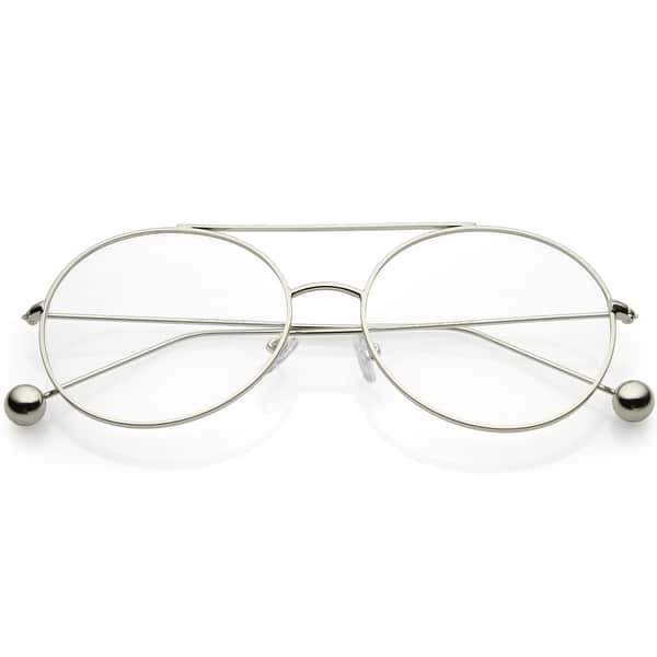 Premium Oversize Round Eyeglasses Metal Double Nose Bridge Clear Flat Lens 59mm M On Sale Overstock 31174568