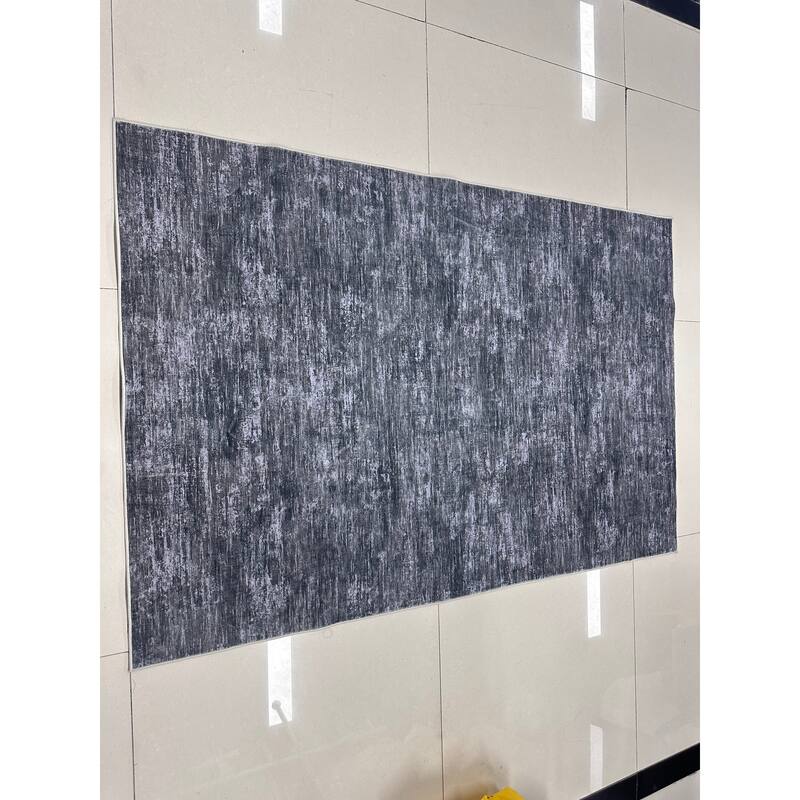 Rugs for Living Room Modern Abstract Area Rug Non-Slip Low Pile Accent Rug Soft Foldable Solid Rug - 3' Round - Dark Gray