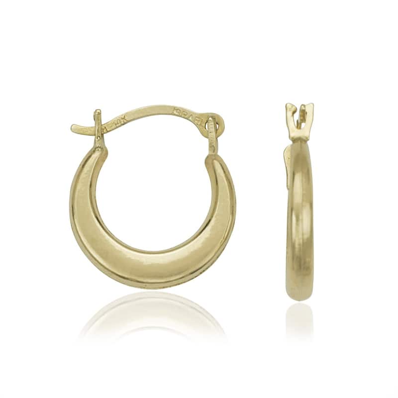 14k Gold Small Squared Crescent Hoop Earring