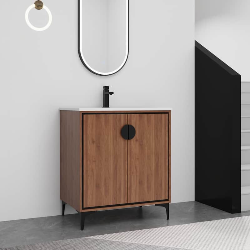 ARTCHIRLY 24/30 Inch Bathroom Vanity with Sink, Freestanding Bathroom Vanity with Soft Close Door and Adjustable Shelf