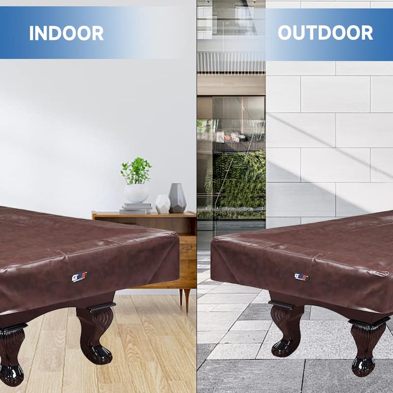 GSE™ 7ft/8ft/9ft Heavy Duty PU Leatherette Billiard Pool Table Cover - Brown