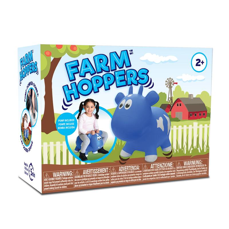 Toddler Boys and Girls Farm Hopper Bounce Toy, Blue Cow