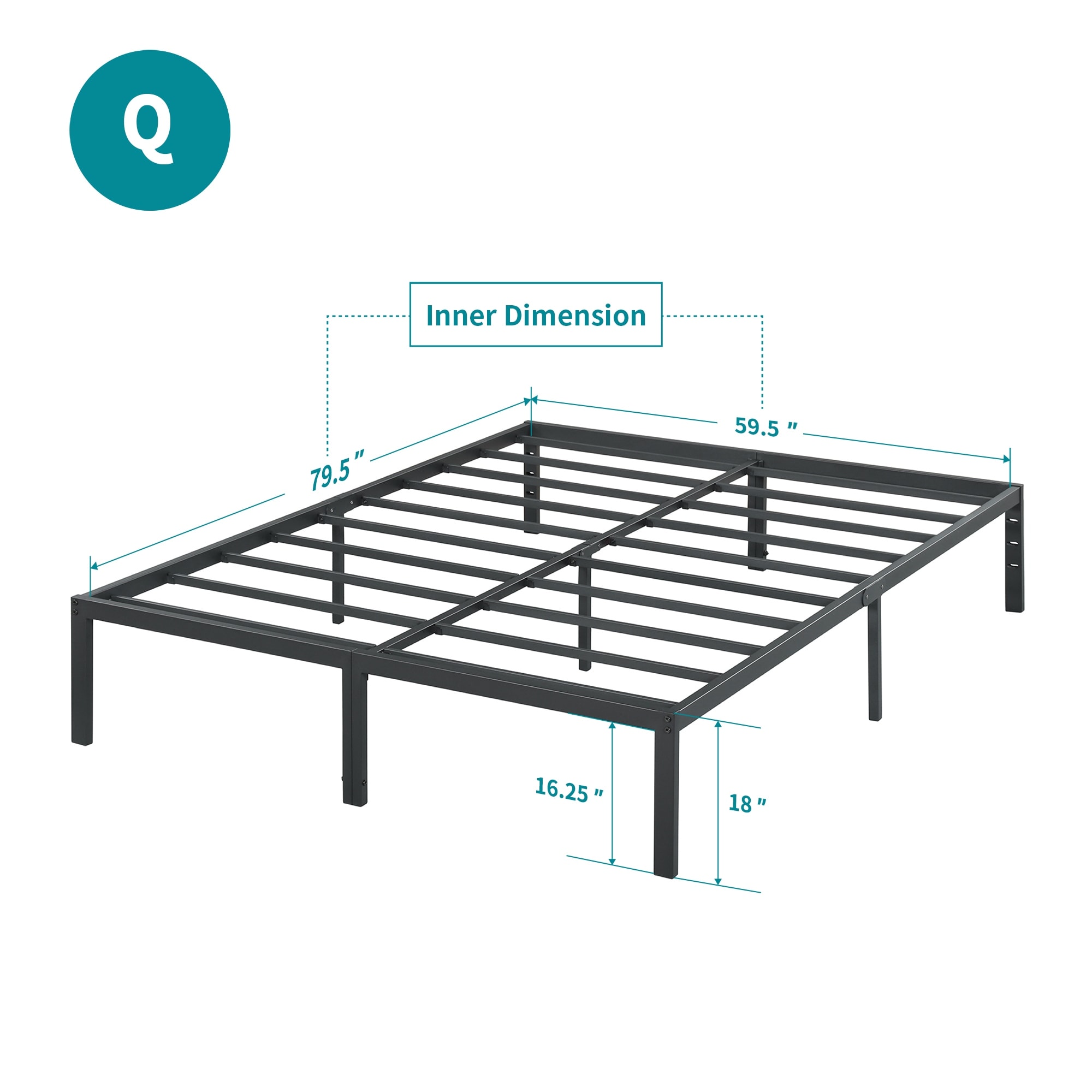 Full size platform bed frame 18 inch sale