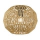 preview thumbnail 1 of 4, Golden Lighting 6933-FM BLK-NR Florence 14" Wide Flush Mount Globe Matte Black / Natural Raphia