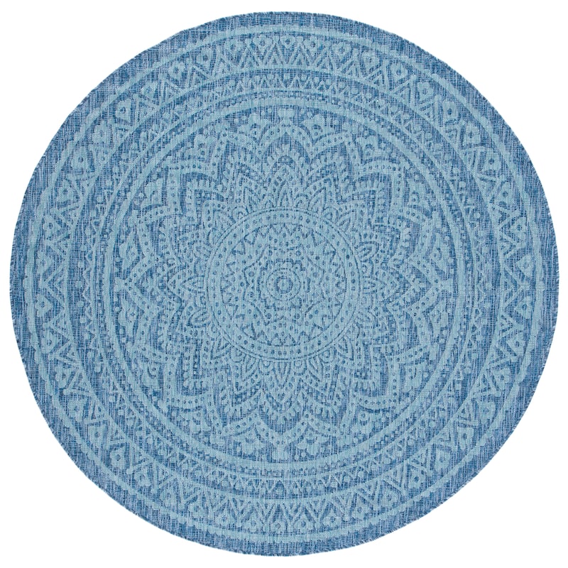 SAFAVIEH Courtyard Fran Mandala Indoor/ Outdoor Waterproof Patio Backyard Rug