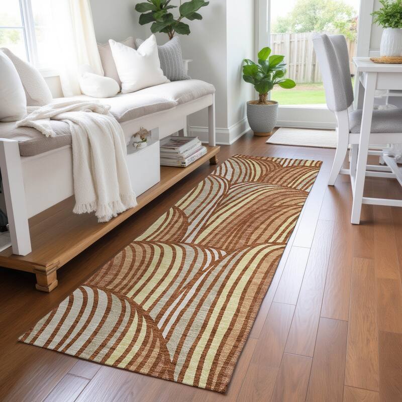 Machine Washable Indoor/ Outdoor Modern Parsons Chantille Rug
