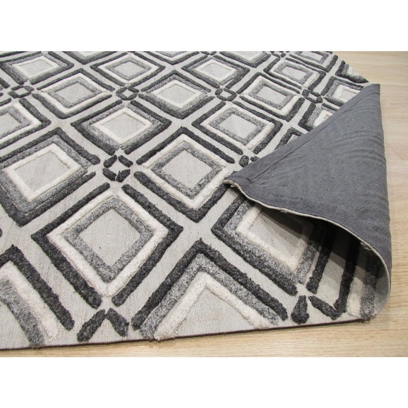 Gray Handmade Wool Contemporary Raga Rug, 5' x 8', Plush Elegant Home Floor Accent - L