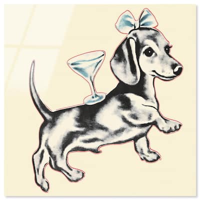 Martini Pup II Acrylic by Art Remedy, Ready to Hang