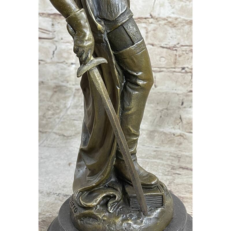 Italian Renaissance Warrior Knight Bronze Statue Sculpture Figure Gold Patina 15 Inches X 7 Inches