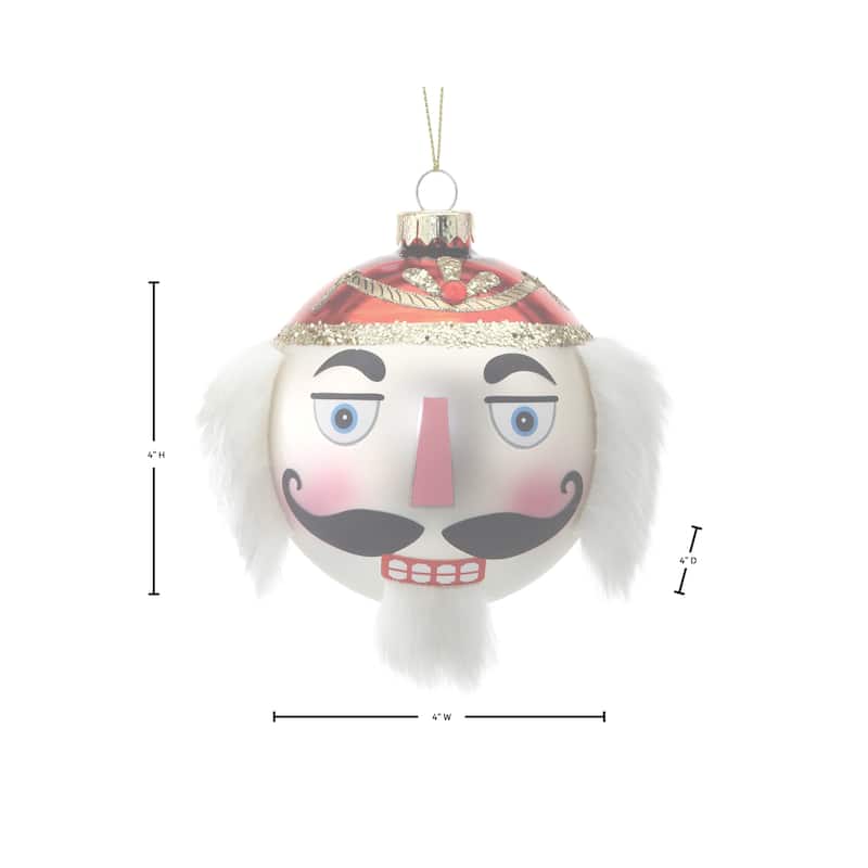 4" Glass Nutcracker Ball Ornament