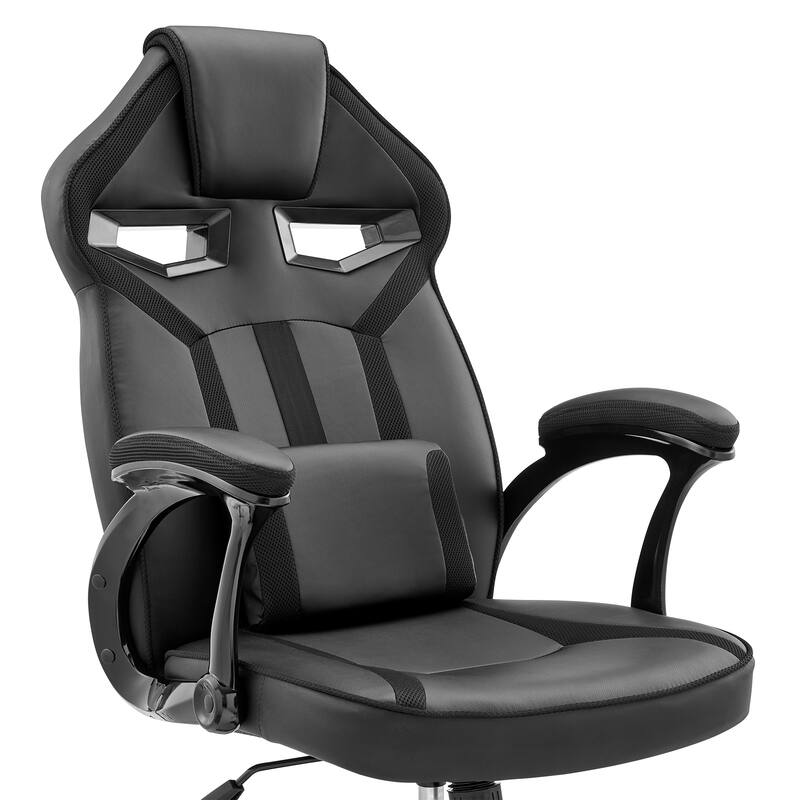 Aspect Adjustable Gaming Chair in Faux Leather with Mesh and Lumbar Support Pillow