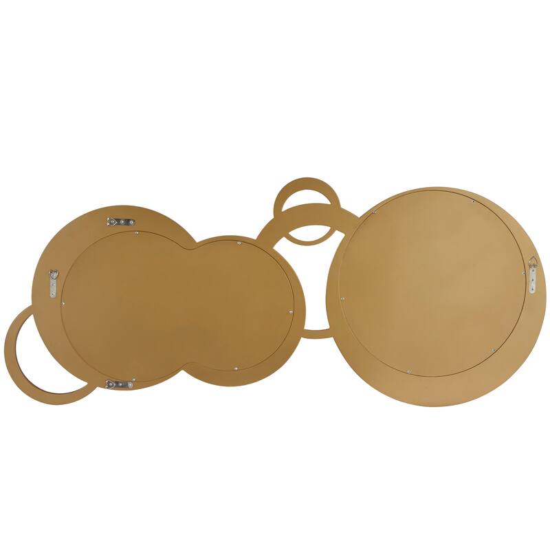 Wooden Geometric Circles Wall Mirror - Gold - Roche River Decor - 1"W x 56"L x 23"H