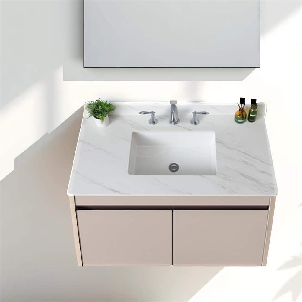 43" Marble Vanity Top with 3 Pre-drilled Faucet Holes, Undermount Sink