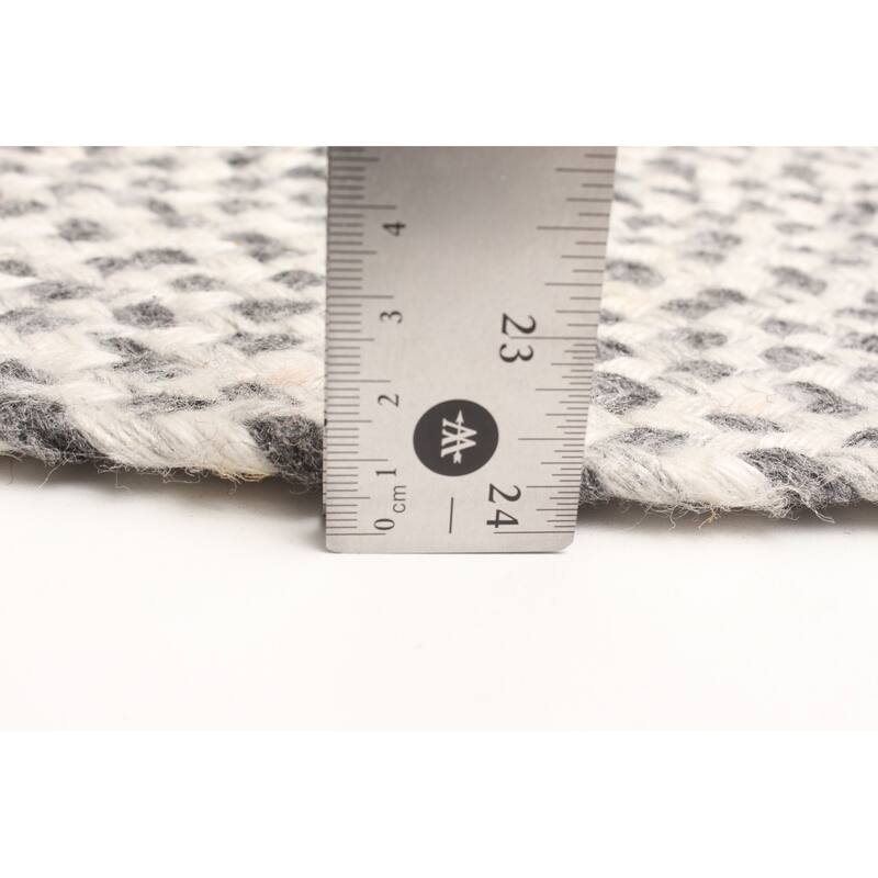 ECARPETGALLERY Braid weave Sienna Ivory Wool Rug - 3'2 x 3'2