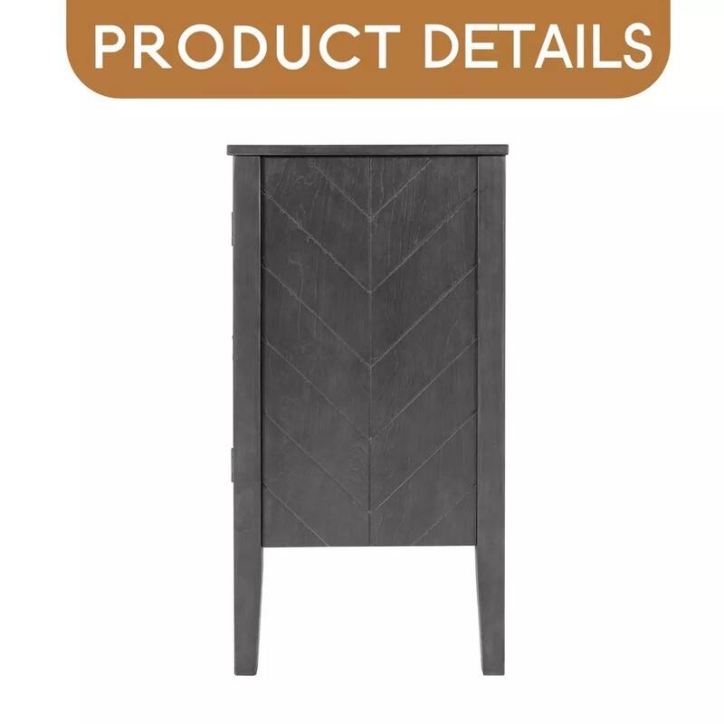 Adjustable Shelf Storage Sideboard with 3 Retro Metal Handles and 4 Pinewood Legs, for Entryway