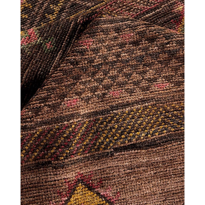 Overton Hand Knotted Wool Vintage Inspired Modern Contemporary Overdyed Brown Area Rug - 8' 3" x 10' 3"
