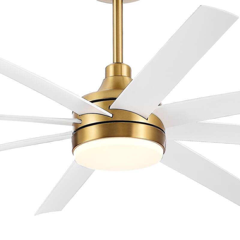 65" Gold LED Ceiling Fan with Light Remote-8 Blade - 65 Inch