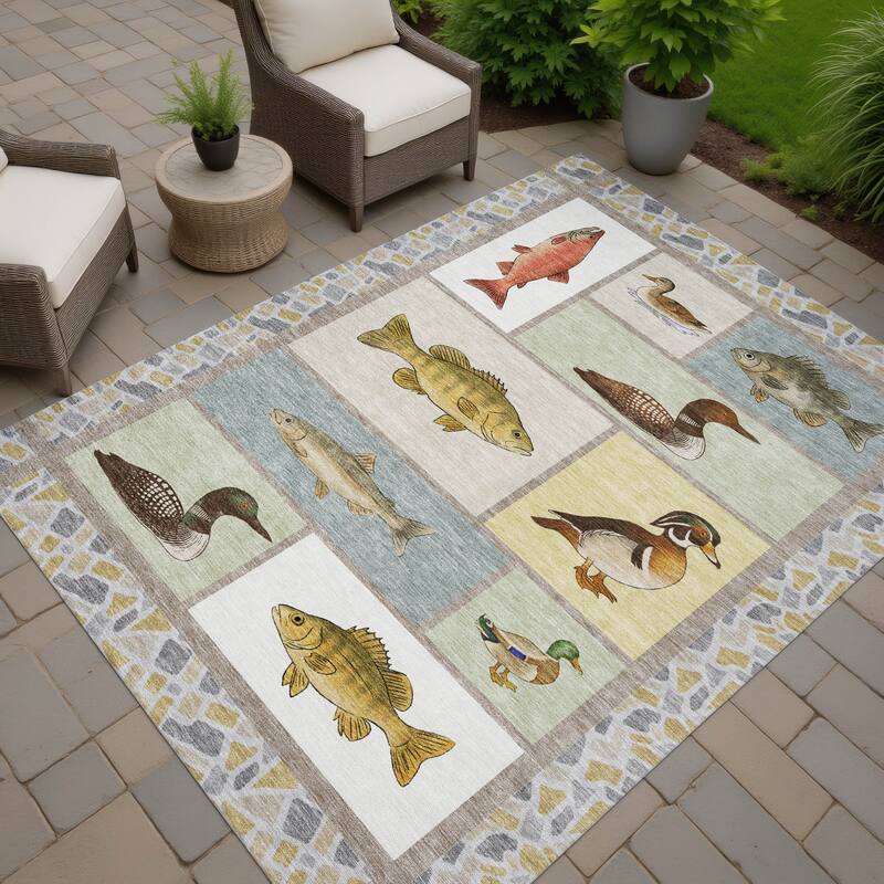 Machine Washable Indoor/ Outdoor Cabin Lodge Chantille Rug