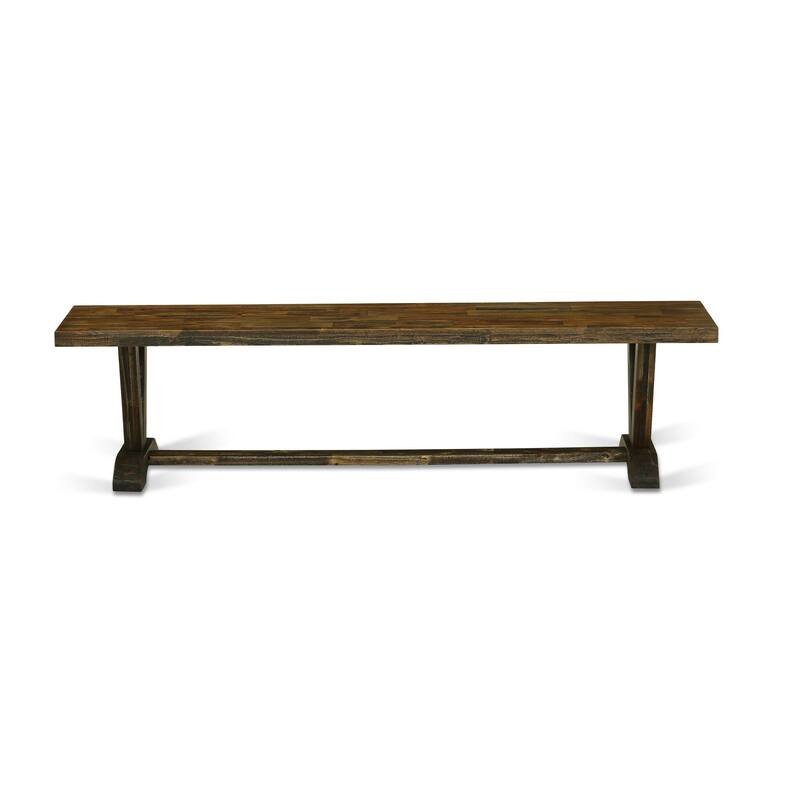 East West Furniture V-Style Modern Dining Room Bench with Wooden Seat, 72x15x18 Inch(Finish Options) - 72