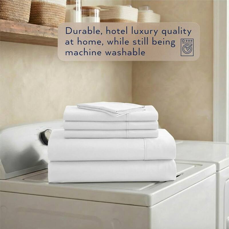 Thomasville 1500 Thread Count White 6 Piece Premium Cotton Rich Sateen Sheet Set