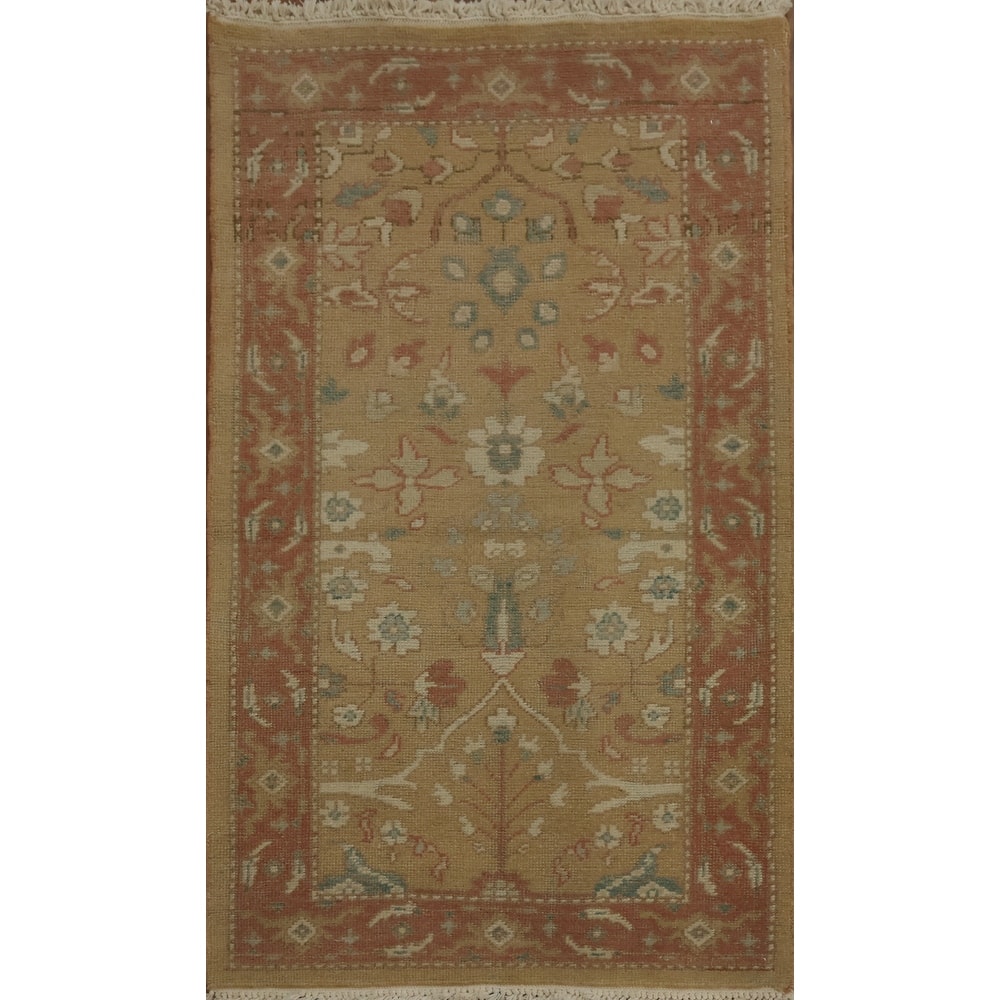 Hand Knotted Oriental 100% Wool Carpet Traditional All-Over Brown Ziegler Area Rug - 3' 10'' X 2' 0''