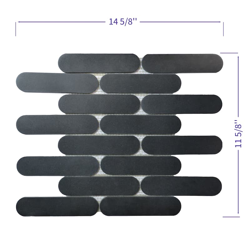 Elongated Oval Pill Basalt Marble Mosaic Wall And Floor Tile - Case (10 Sheets)