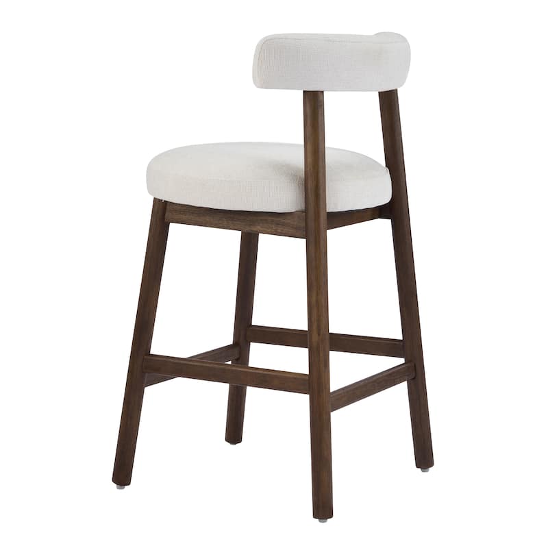 Christopher Knight Home - Riven Natural Rubberwood 26.77" Counter Stool Set with Beige Upholstery