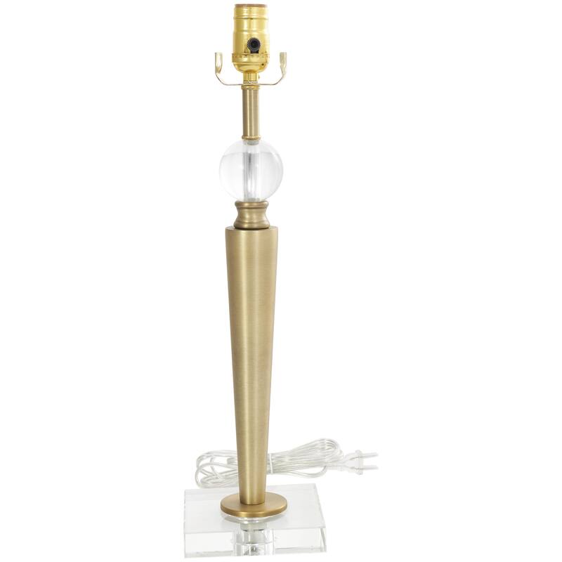 Gold Metal Inverted Cone Shaped Room Accent Lamp with Glass Ball Accent and Square Base