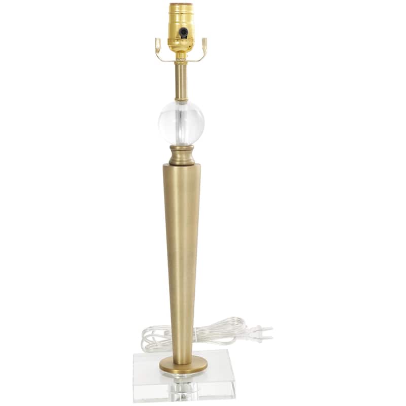 Metal Inverted Cone Shaped Room Accent Lamp with Glass Ball Accent and Square Base - Gold - Roche River Decor