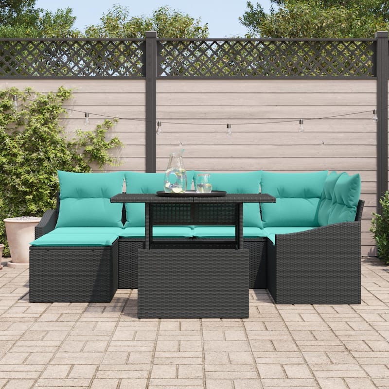 vidaXL 7 Piece Garden Sofa Set with Cushions - 91.0×48.6×27.2