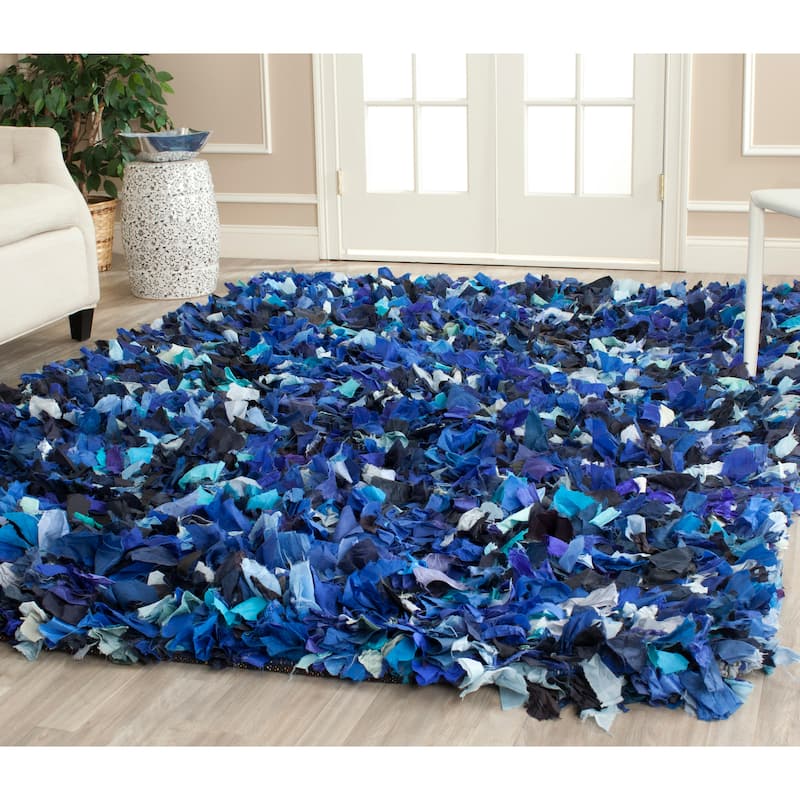 SAFAVIEH Handmade Rio Shag Chihoko 3.5-inch Extra Thick Decorative Rug - 4' x 6' - Navy/Multi