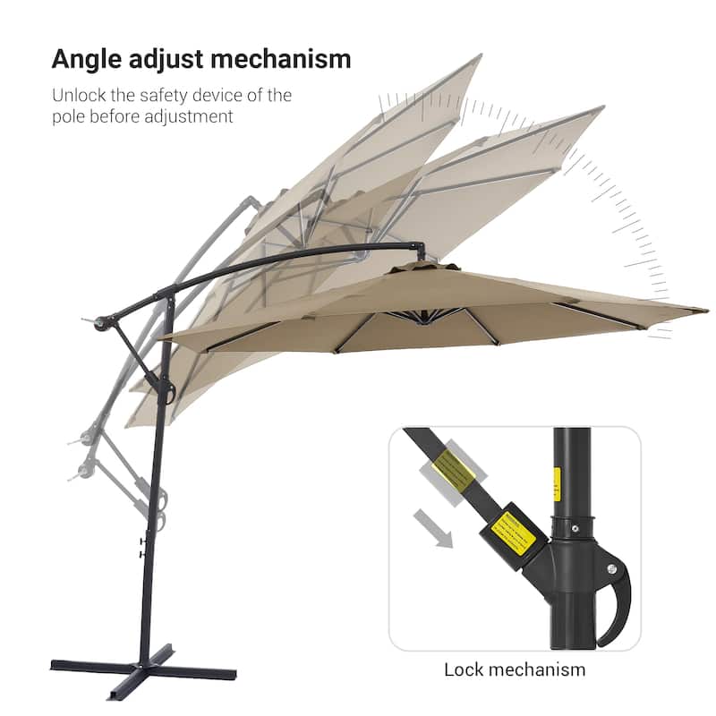 LIVOOSUN 10ft Patio Offset Umbrellas,Hanging Market Patio Umbrella