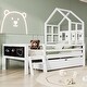 preview thumbnail 1 of 8, Wood Twin Size Platfrom Bed with Ladder, Storage Drawers and Blackboard White