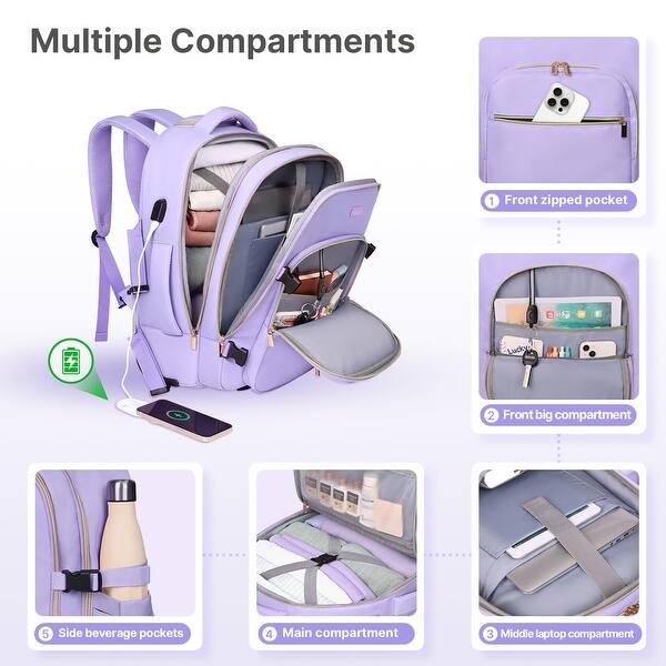 Rolling Backpack for Women, 17Inch Laptop Travel Backpack with Wheels,  Carry on Luggage Airplane - Bed Bath & Beyond - 42714495