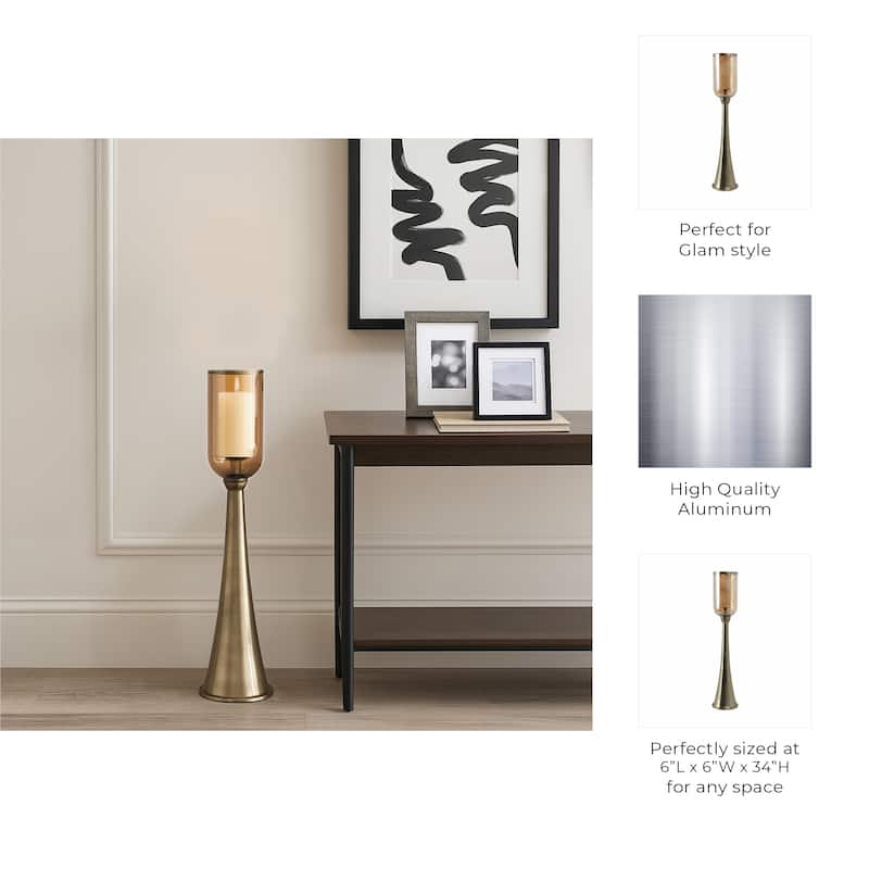 Modern Metal and Glass Floor Candle Stand for Pillar Candles