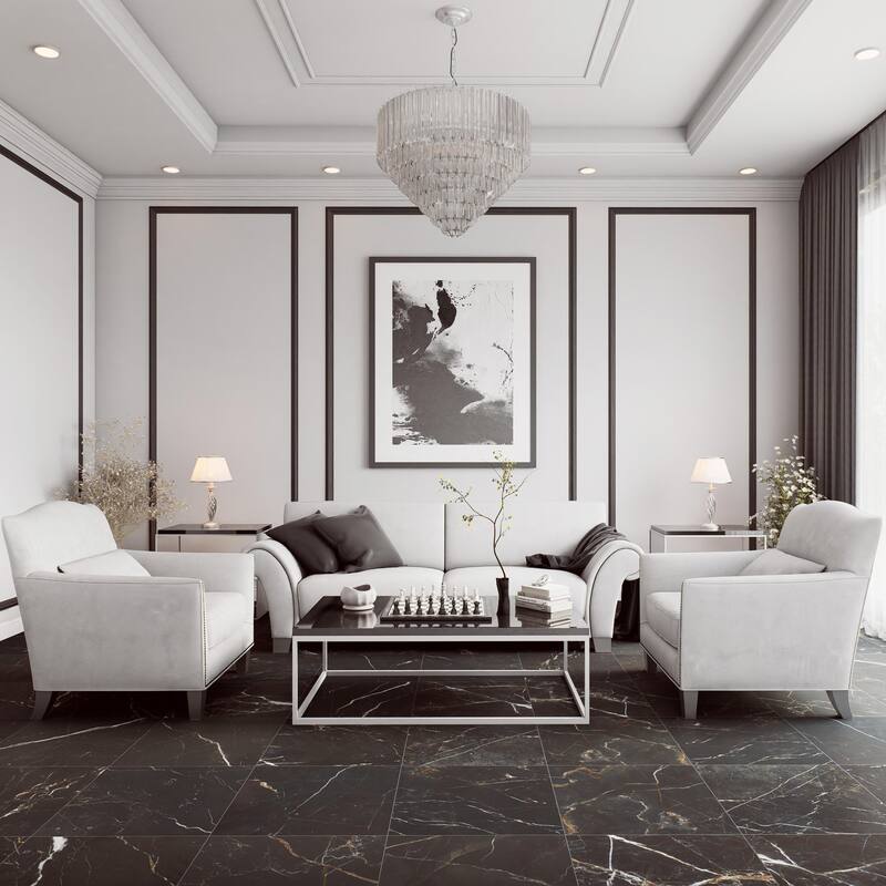 Merola Tile Reve Noir 23-1/2" x 23-1/2" Porcelain Floor and Wall Tile - Sample Swatch