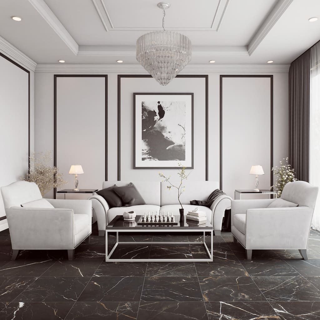 Merola Tile Reve Noir 23-1/2" x 23-1/2" Porcelain Floor and Wall Tile