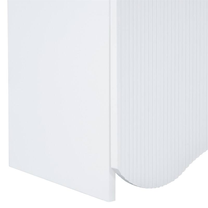 Wavy Design Sideboard with 4 Doors and Adjustable Shelves, Buffet Cabinet Accent Storage Cabinet with Vertical Stripes
