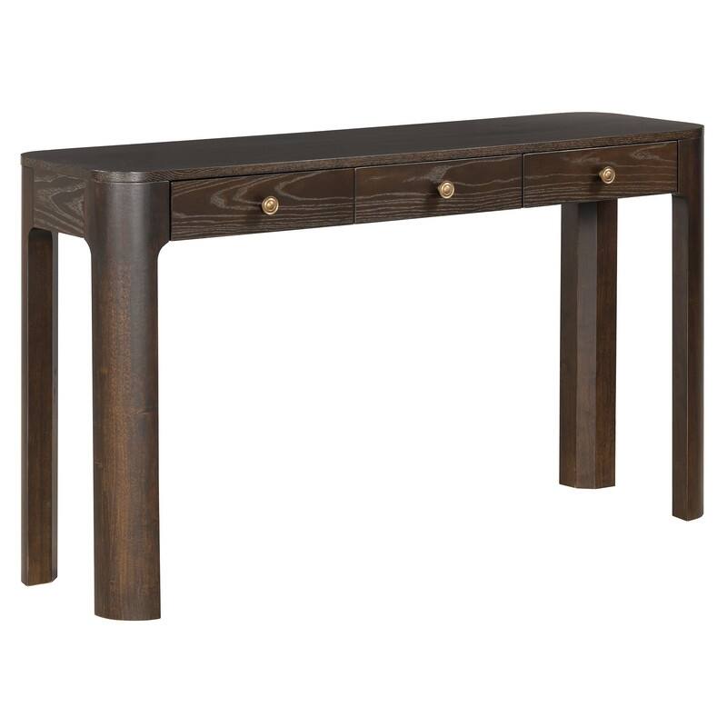 Rustic 52" Console Table with Drawers and Curved Legs for Entryway or Living Room Decor